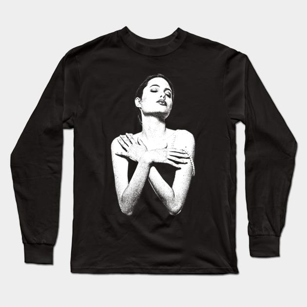 Young Angelina Jolie Long Sleeve T-Shirt by Lowchoose